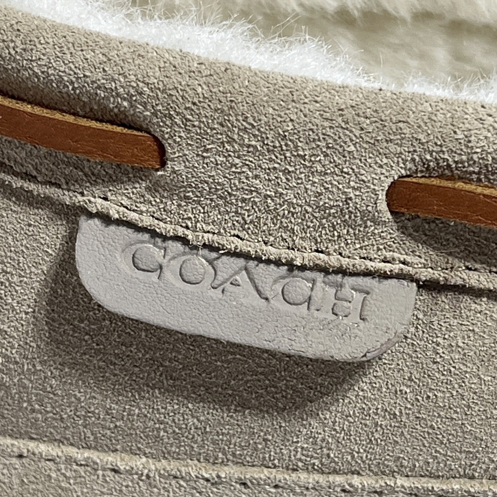 Coach Shearling Slipper Moccasin CC743  Men's Size 9 D Khaki Suede Slip-On NWOT - Picture 5 of 14